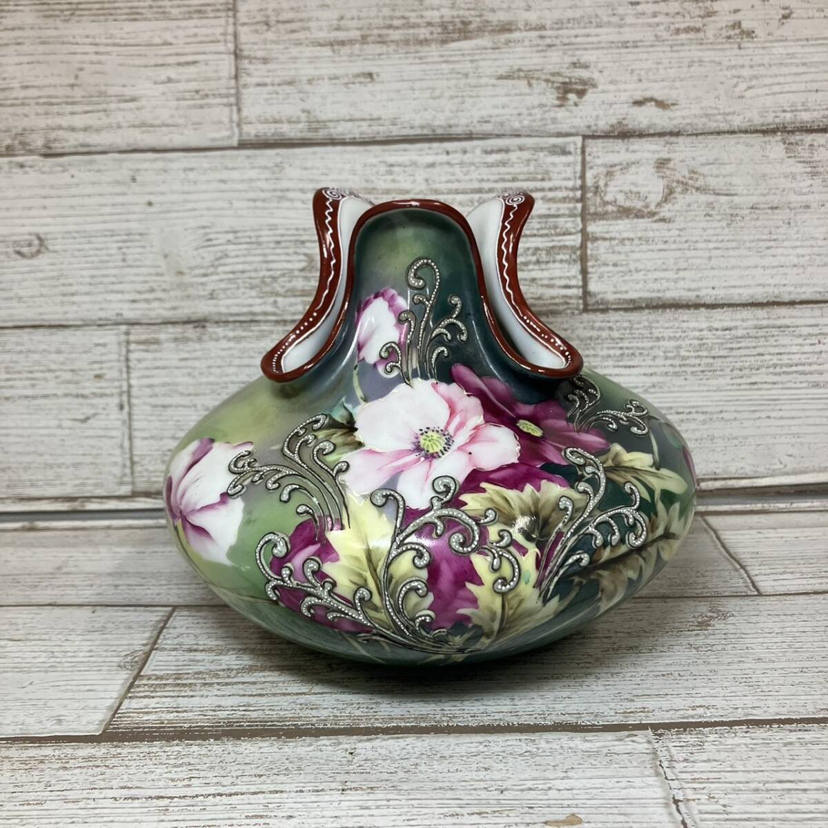 ★[240829-2K]【現状品】《オールドノリタケ》花びん/花瓶/フラワーベース/アンティーク