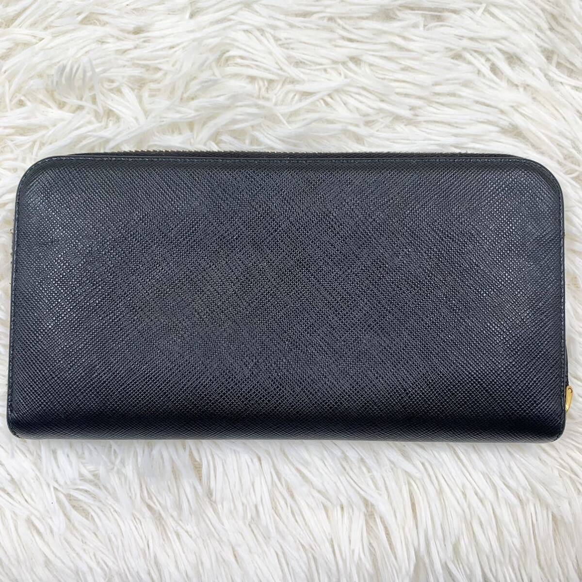 極美品】PRADA プラダ サフィアーノ レザー ラウンドファスナー 極美品】PRADA プラダ サフィアーノ レザー ラウンドファスナー