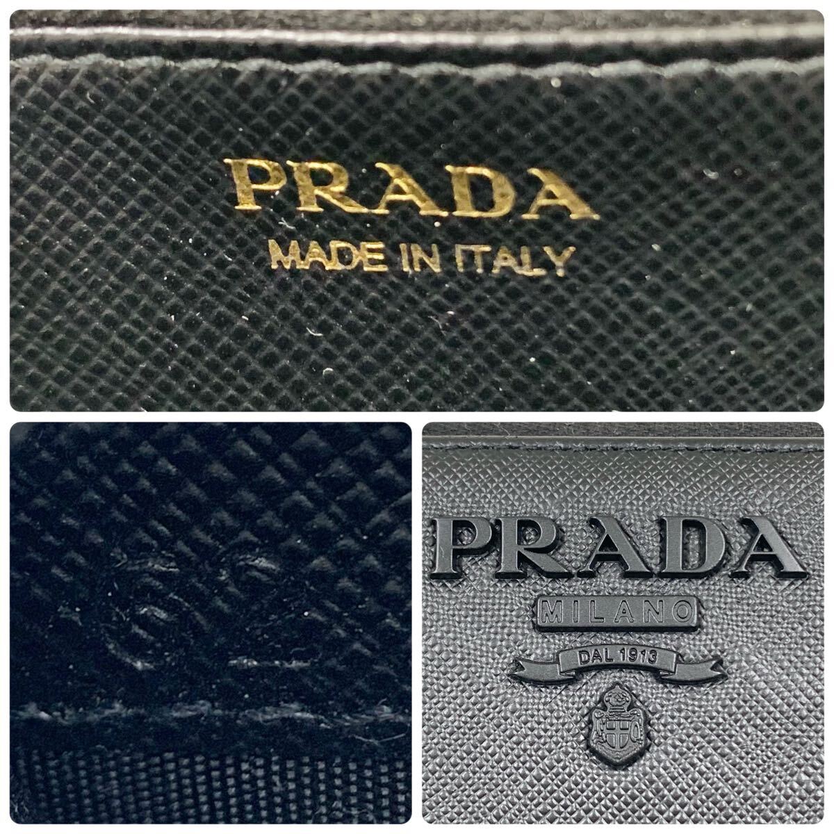 極美品】PRADA プラダ サフィアーノ レザー ラウンドファスナー 極美品】PRADA プラダ サフィアーノ レザー ラウンドファスナー