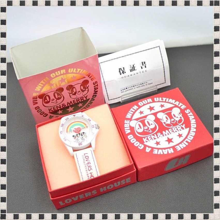 【 美品 】 スーパーラヴァーズ ラヴァーズハウス KEN＆MERRY ホワイト クォーツ 39mm レディース 腕時計 稼働品 付属品有 LOVERS HOUSE