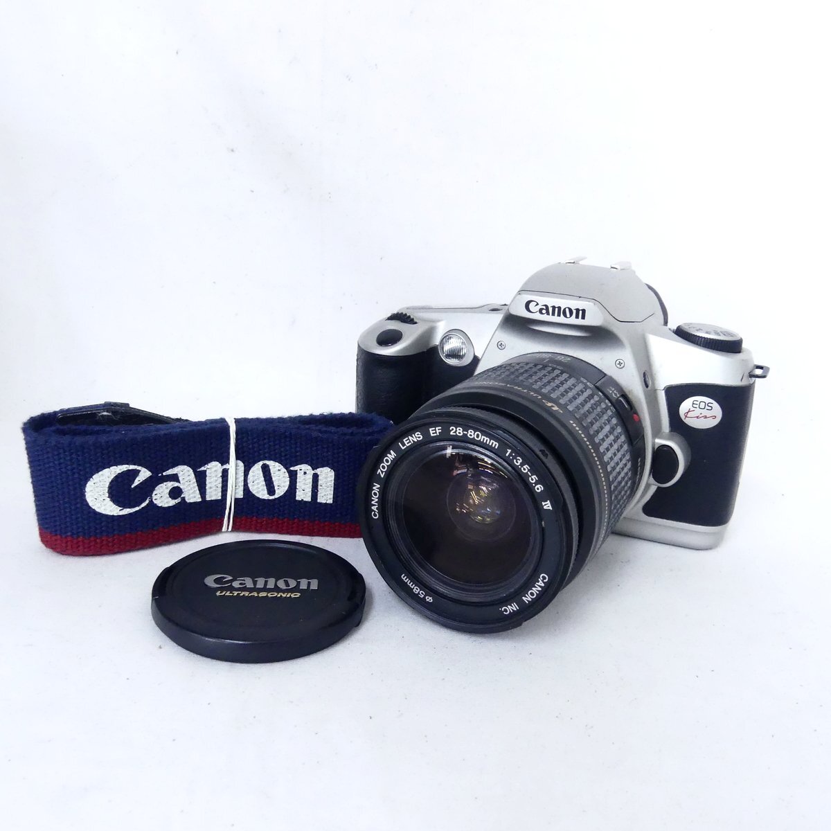 Canon キヤノン EOS Kiss + EF 28-80mm F3.5-5.6 IV フィルムカメラ 通電OK USED /2408C
