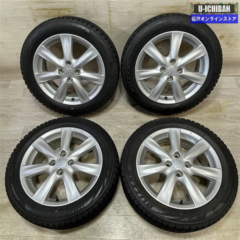 フィット シャトル 等 ホンダ 純正 6-16+53 4H100 2020年製 ブリヂストン VRX2 185/55R16 16インチ スタッドレス 4本セット 009