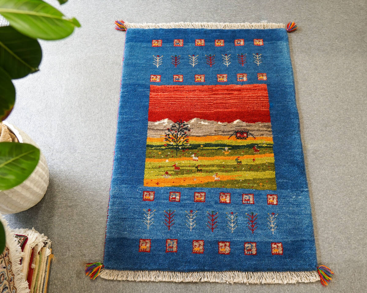 117×83cm　【ペルシャ絨毯 手織りギャッベ】アマレ族ギャッベ ギャベ on sale!