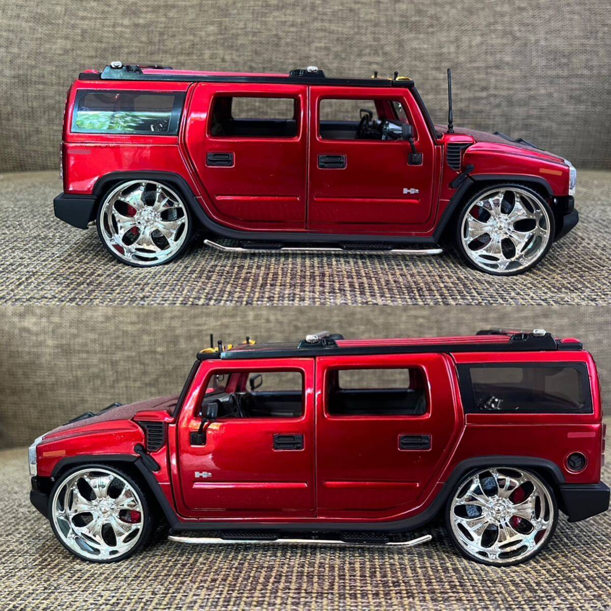 1/24 HUMMER H2 ハマー Jada Toys DUB CITY ダイキャストミニカー ローライダー アメ車 ホイール カスタム 大口径 改造品 メッキホイール