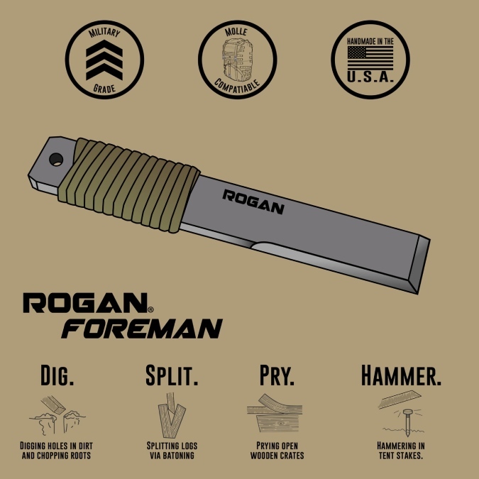 Rogan USA FOREMAN pry bar バトニング ツール パラコード色: Black