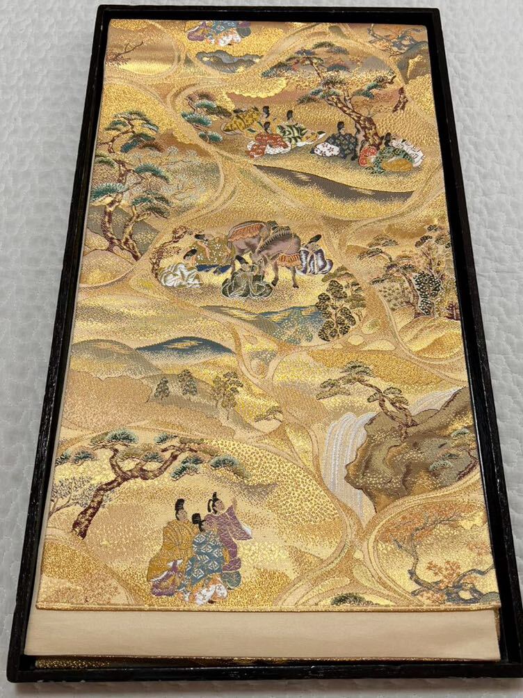 逸品 帯 袋帯 正絹 時代絵 金糸 ゴールド 呉服 織物 きもの 