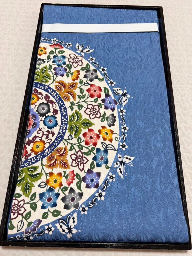 逸品 帯 名古屋帯 薄青地 華文様 正絹 きもの 呉服 織物 