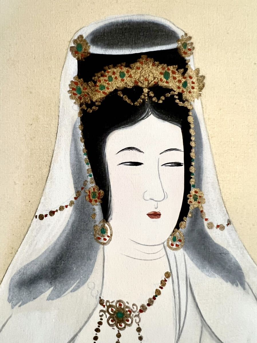 aw41【雅】中国美術 掛軸 絹本肉筆画 金泥 観音菩薩 仏画 時代 aw41【雅】中国美術 掛軸 絹本肉筆画 金泥 観音菩薩 仏画 時代