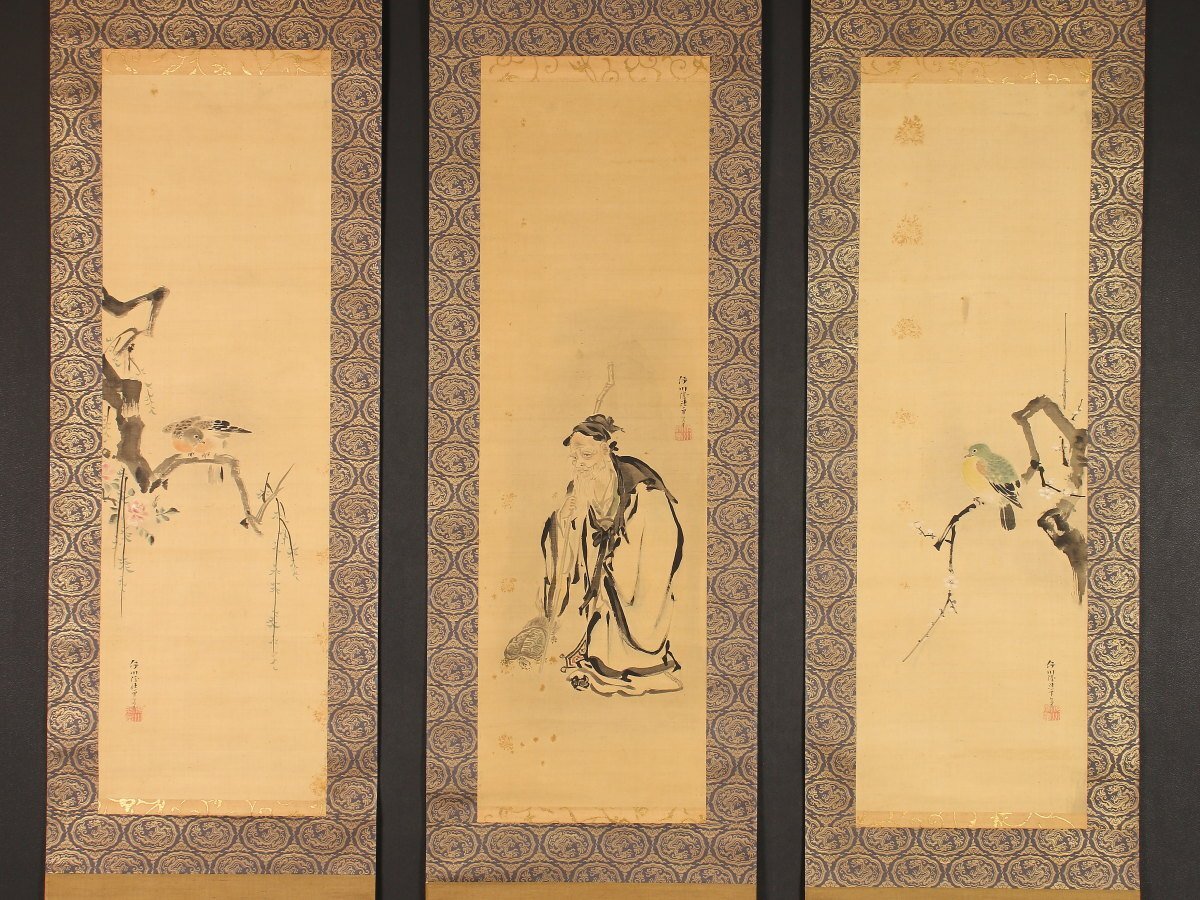 掛軸 【模写】 狩野 伊川院 栄信 掛け軸 骨董品 Yahoo!オークション - 【模写】【伝来】cj2145〈狩野伊川院栄信