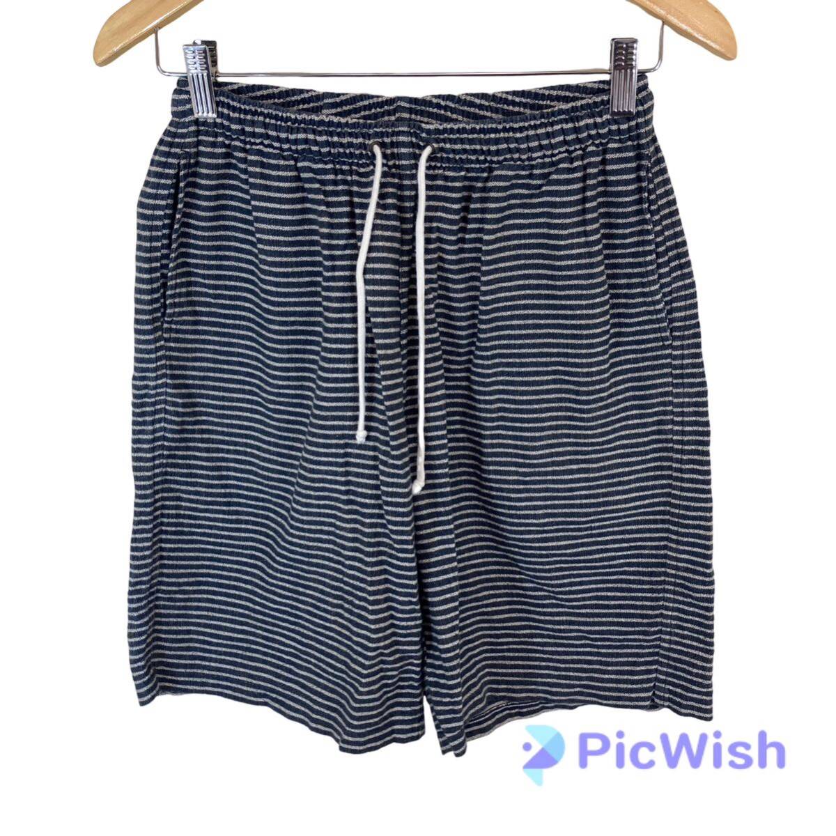 Jed&Marne ジェド＆マーン　men's メンズ　ショートパンツ　ハーフパンツ　短パン　ショーツ　ヒッコリーボーダー　綿製 size:L