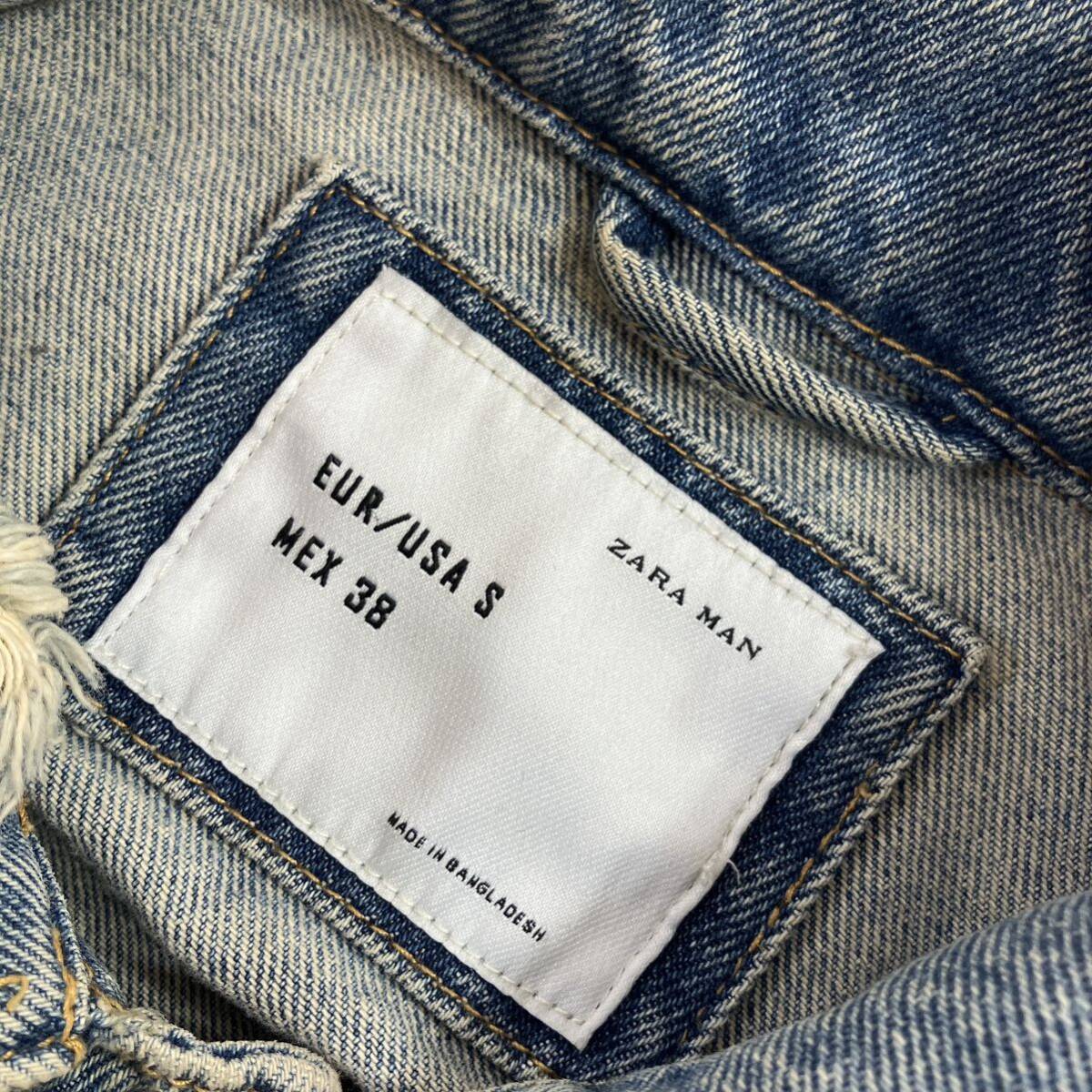Zara ザラ men's メンズ ディストレスト デニム ジャケット Zara ザラ men's メンズ ディストレスト デニム ジャケット