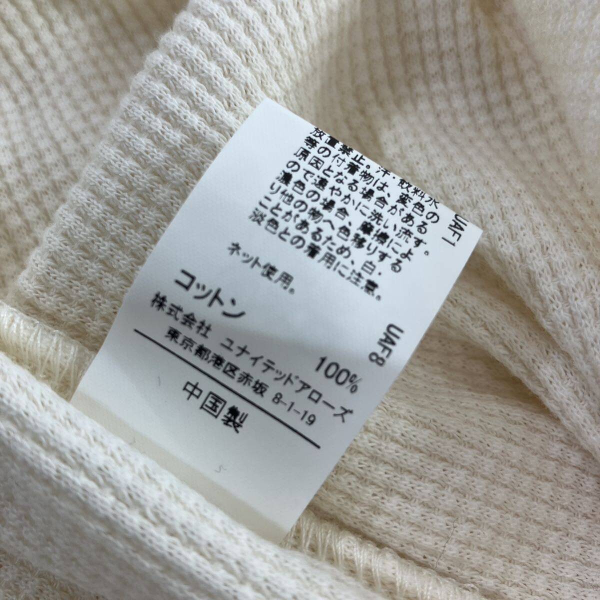 CITENsi тонн UNITED ARROWS United Arrows men's мужской V шея V шея длинный рукав длинный t рубашка вафля ткань size:free