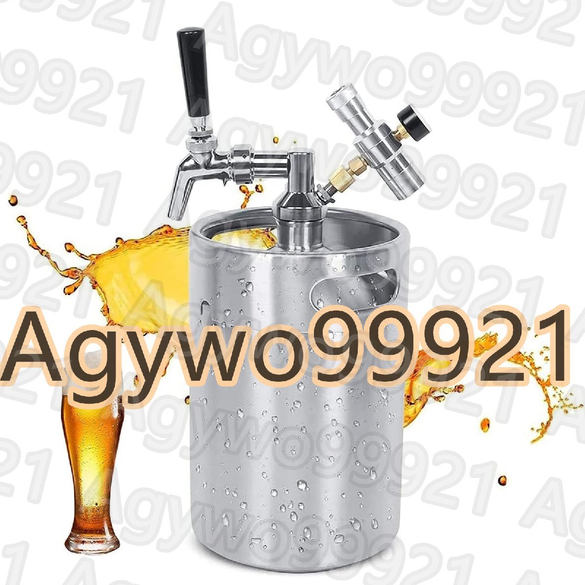 ミニビール樽 ビールディスペンサー ビールサーバー ステンレス鋼 カーボネーター蛇口 CO2レギュレーター付き 家庭用 業務用 5L