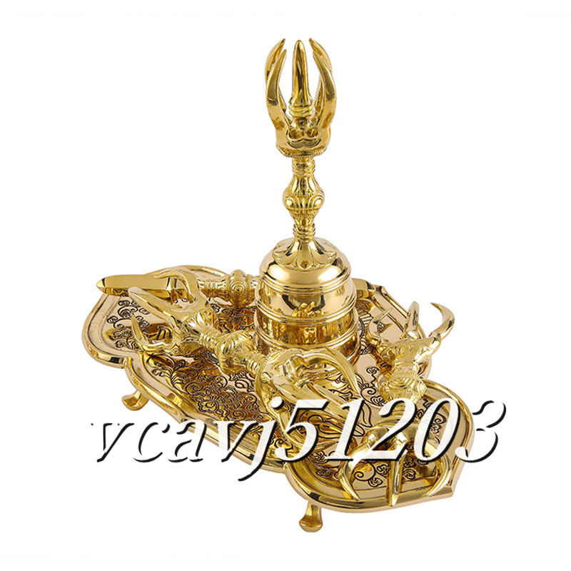 密教法具 寺院用仏具」平安型前具 金剛鈴 金剛盤 五鈷杵 - 仏具一般 密教法具 寺院用仏具」平安型前具 金剛鈴 金剛盤 五鈷杵 - 仏具一般