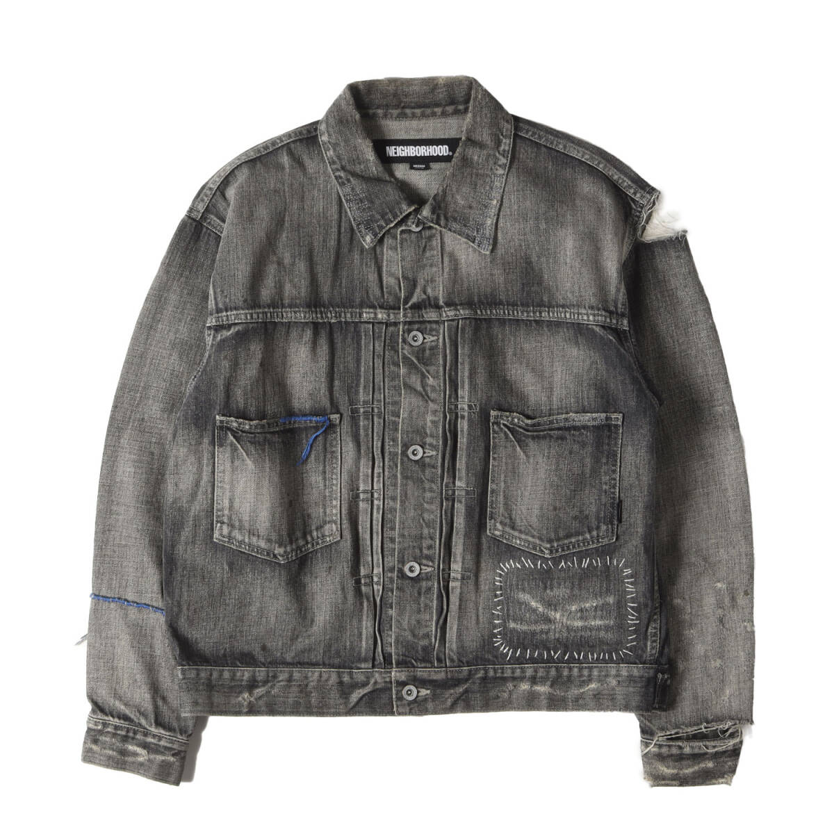 NEIGHBORHOOD ネイバーフッド 22AW ダメージリペア加工 2ndタイプ サベージ デニムジャケット SAVAGE DENIM TYPE-2 JK CO ブラック M
