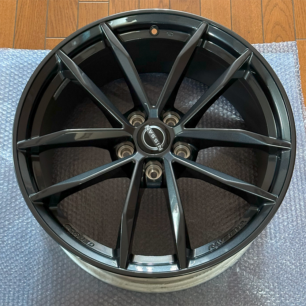 ◆日産 フェアレディＺ RZ34 純正アルミホイール フロント用1本 RAYS 美品 ニッサン レイズ 19×9.5J/+40 PCD114.3 5穴