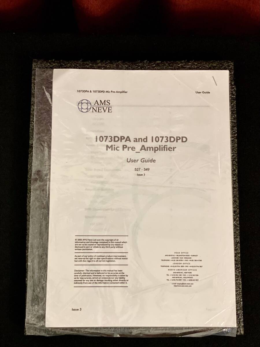 AMS NEVE 1073 DPA and DPD Manual NEVE SSL API SPL DTM DAW プリアンプ　マイクプリ DI
