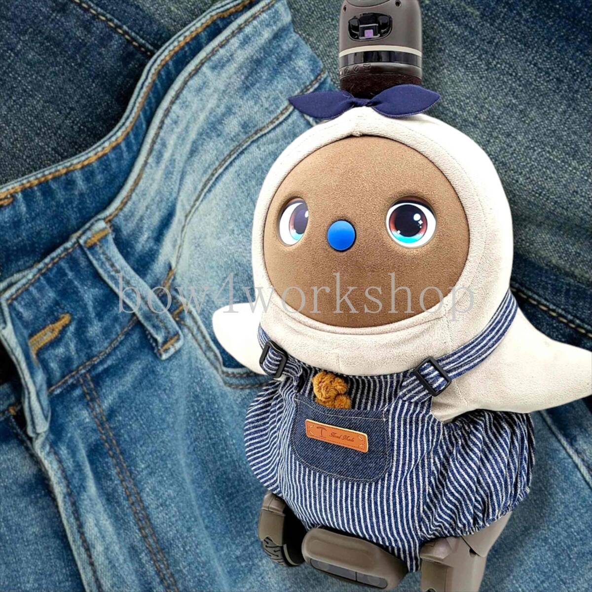 LOVOT ラボットの服ハンドメイド ヒッコリーサロペットパンツネイビー LOVOT ラボットの服ハンドメイド ヒッコリーサロペットパンツ
