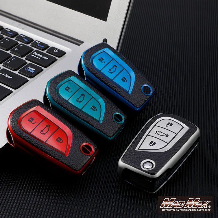  Toyota exclusive use leather style TYPE C 3 button type TPU soft smart key case silver / Corolla Highlander RC grade [ mail service postage 210 jpy ]