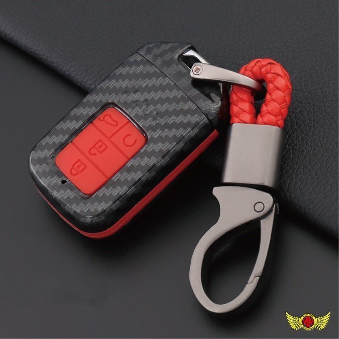  Honda car for carbon style smart key case Accord 3 button type TYPE4 key holder attaching red / storage present [ mail service postage 210 jpy ]