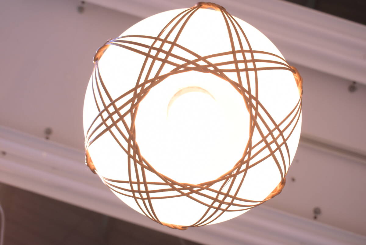 ☆竹編み/乳白ガラス/ペンダントライト/和風(fēng)/レトロ/手編み/照明器具/照明/ライト/ナチュラルモダン/和家具/TKE1252