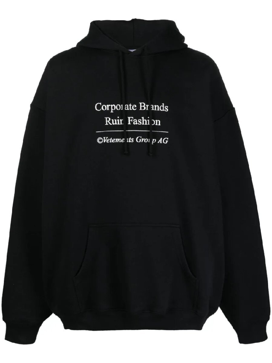 VETEMENTS ヴェトモン CorponateBrands RuinFashion ジャケット 上着 グラフィック パーカー ブラック人気 中古 Mサイズ