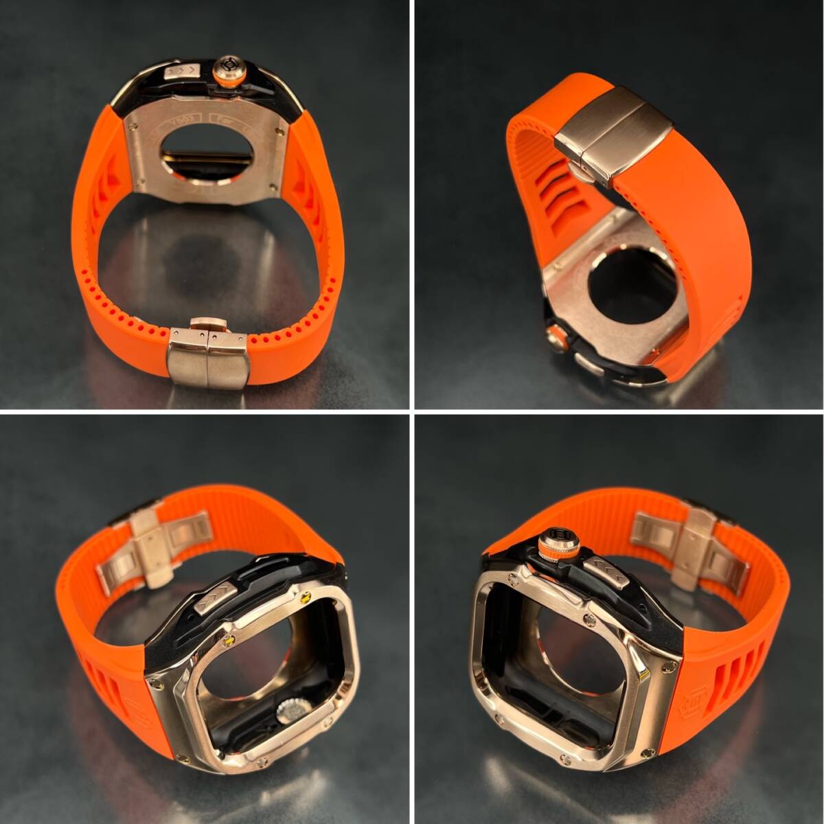 49mm 49ミリ ウルトラ アップルウォッチ ローズ ステンレス ケース オレンジ ラバー 特殊 バックル ultra Apple Watch_画像6