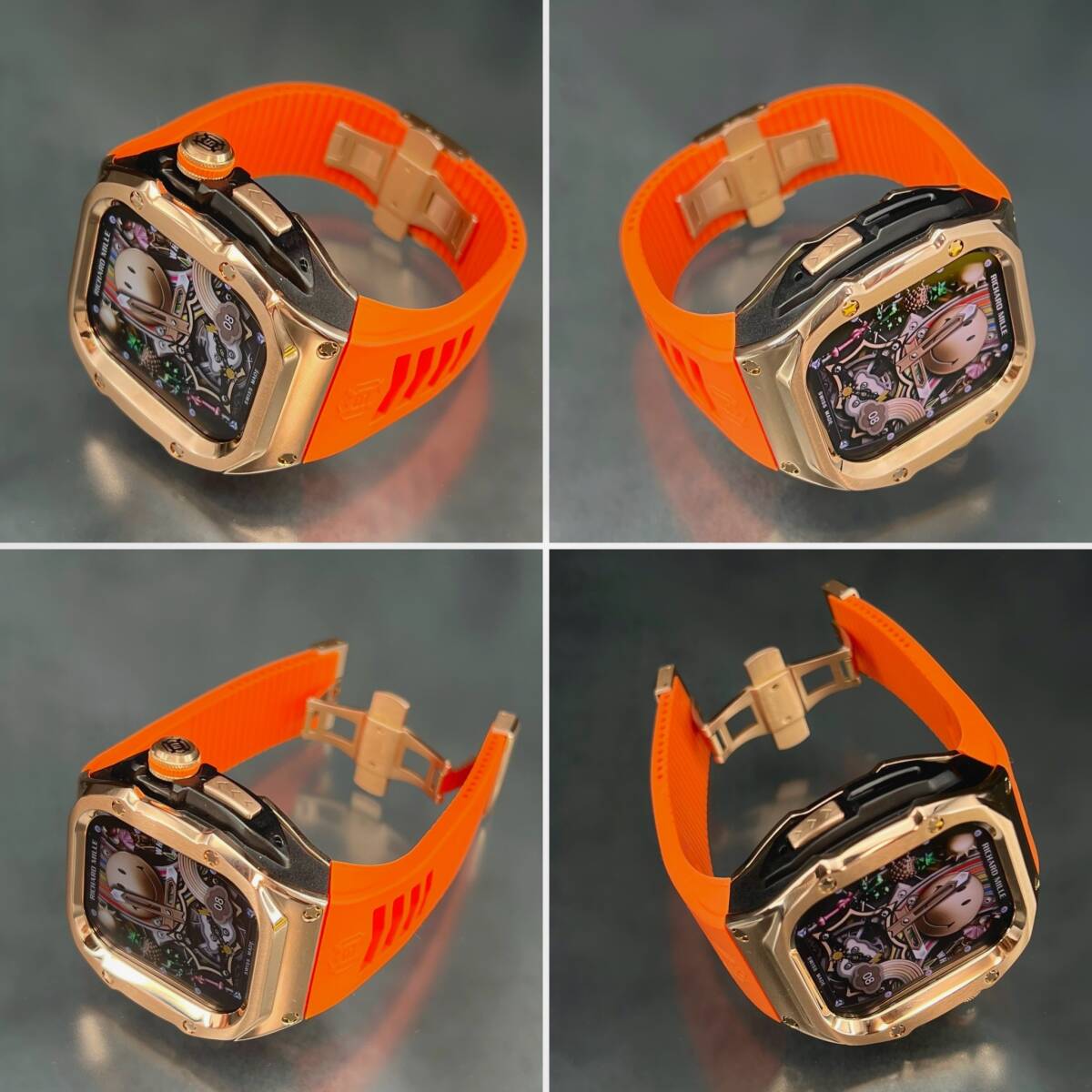 49mm 49ミリ ウルトラ アップルウォッチ ローズ ステンレス ケース オレンジ ラバー 特殊 バックル ultra Apple Watch_画像5