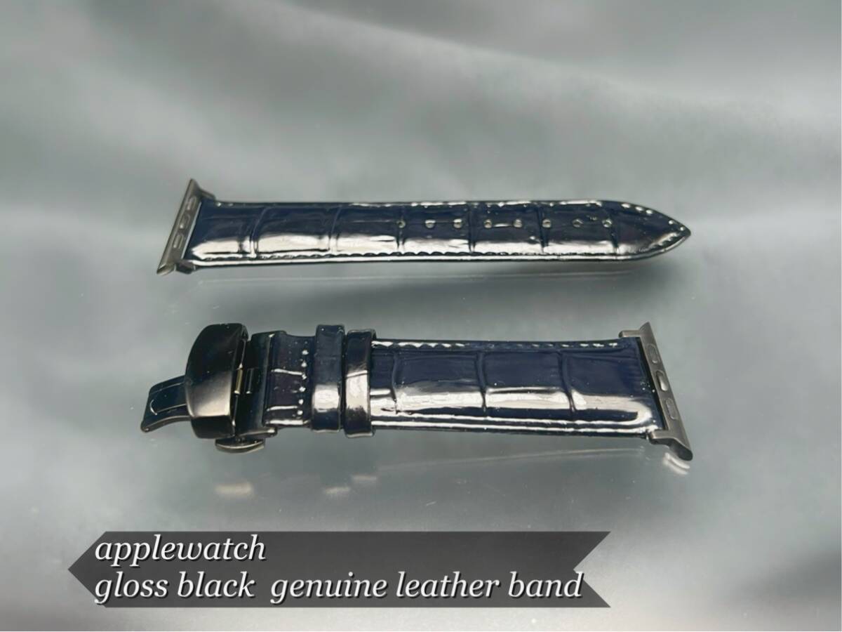 本革 牛革 レザー クロコダイル ブラック レザー ベルト 49mm 49ミリ ウルトラ アップルウォッチ 24mm幅 D バックル ultra_画像3
