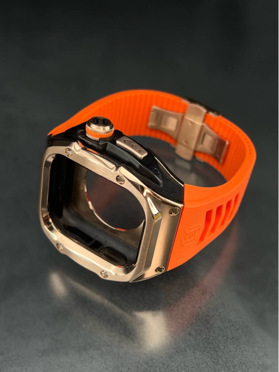 49mm 49ミリ ウルトラ アップルウォッチ ローズ ステンレス ケース オレンジ ラバー 特殊 バックル ultra Apple Watch_画像3