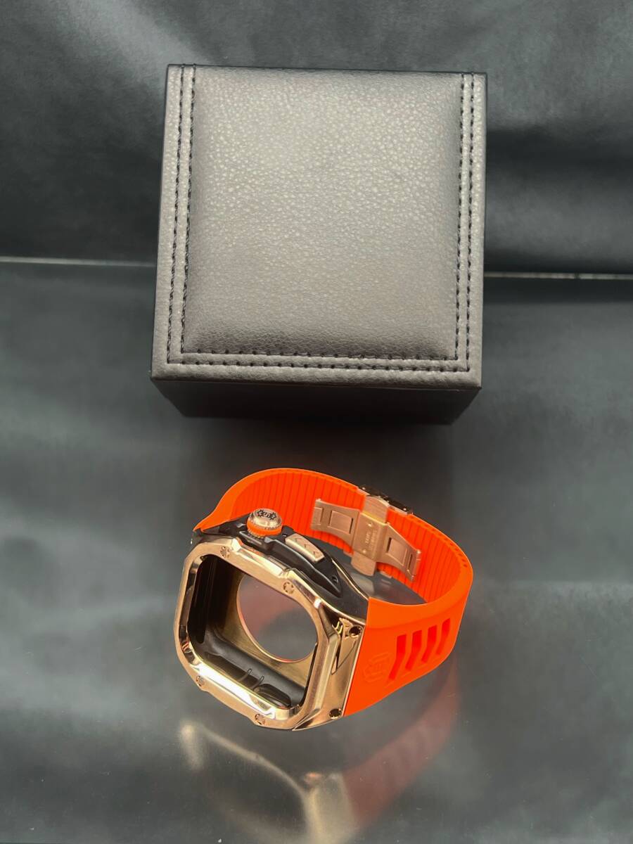 49mm 49ミリ ウルトラ アップルウォッチ ローズ ステンレス ケース オレンジ ラバー 特殊 バックル ultra Apple Watch_画像4