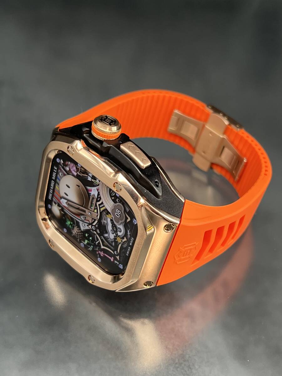 49mm 49ミリ ウルトラ アップルウォッチ ローズ ステンレス ケース オレンジ ラバー 特殊 バックル ultra Apple Watch_画像2