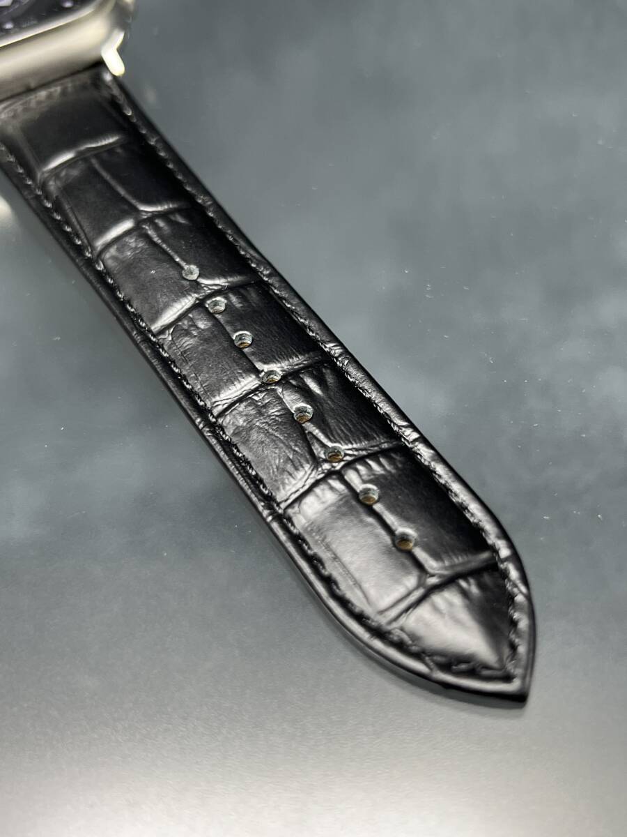 本革 牛革 レザー クロコダイル ブラック レザー ベルト 49mm 49ミリ ウルトラ アップルウォッチ 24mm幅 D バックル ultra_画像6