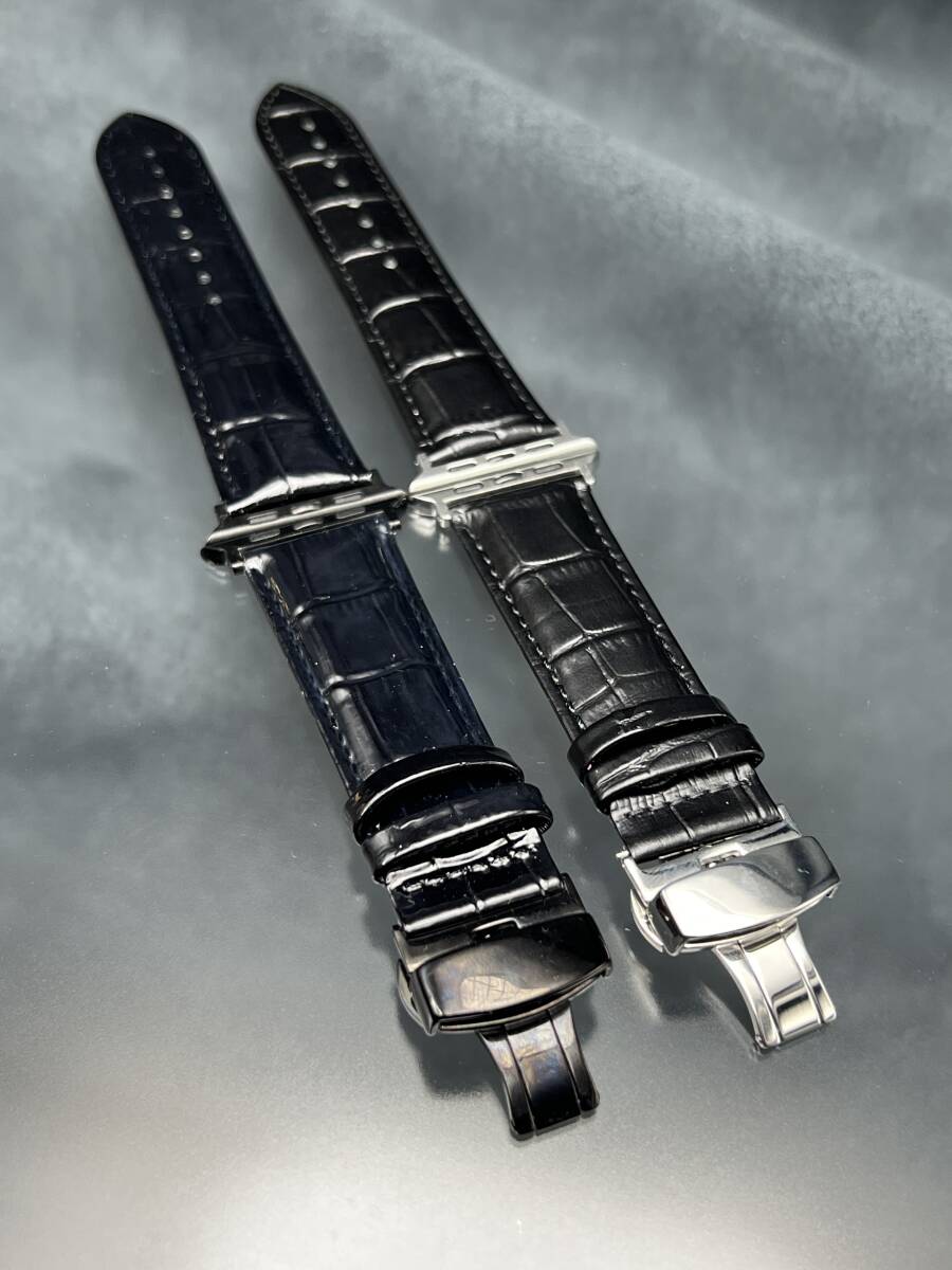 本革 牛革 レザー クロコダイル ブラック レザー ベルト 49mm 49ミリ ウルトラ アップルウォッチ 24mm幅 D バックル ultra_画像7