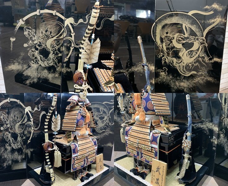 五月人形 木彫 金箔 押龍頭立之大鎧 武蔵 忠保作 鎧兜 箱付き 五月人形 木彫 金箔 押龍頭立之大鎧 武蔵 忠保作 鎧兜 箱付き