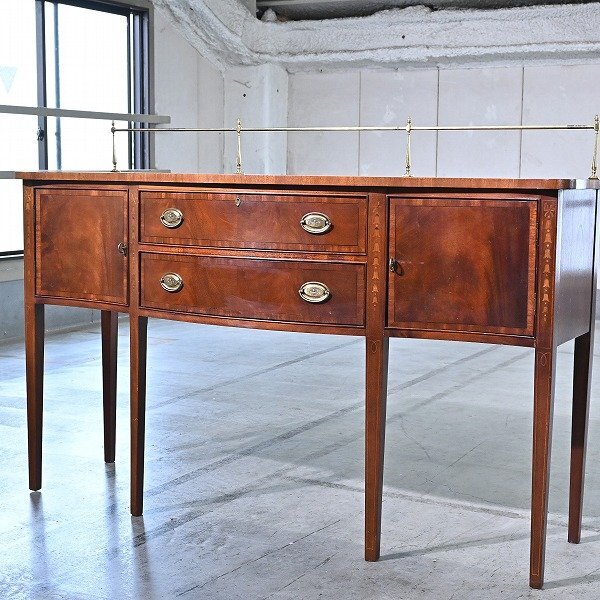 アメリカ製 ETHAN ALLEN サイドボード コンソール キャビネット 棚 収納 象嵌 マホガニー材 クラシカル イーセンアーレン