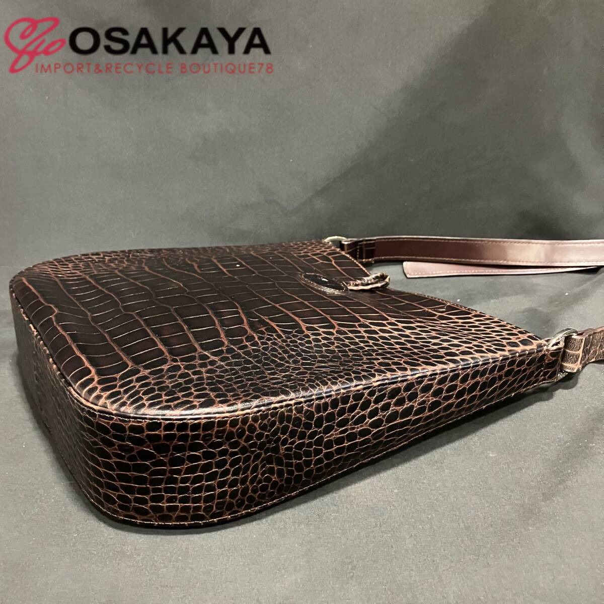 中古 美品 LONGCHAMP ロンシャン ショルダーバッグ ロゾ クロコ 中古 美品 LONGCHAMP ロンシャン ショルダーバッグ ロゾ クロコ