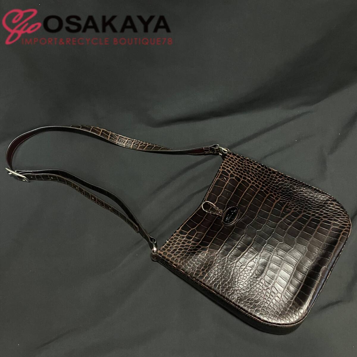中古 美品 LONGCHAMP ロンシャン ショルダーバッグ ロゾ クロコ 中古 美品 LONGCHAMP ロンシャン ショルダーバッグ ロゾ クロコ