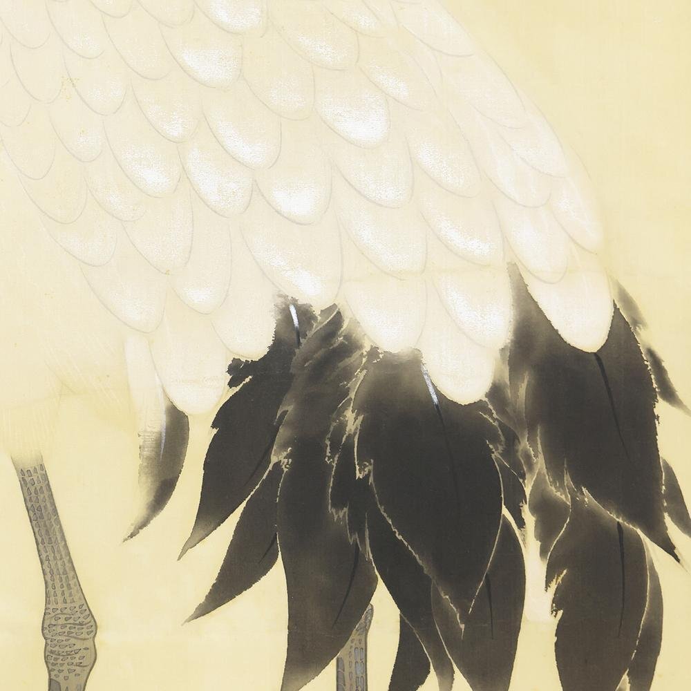 真作】【WISH】石川柳城「鶴」日本画 掛軸 絹本 共箱 〇南画家 吉田 真作】【WISH】石川柳城「鶴」日本画 掛軸 絹本 共箱 〇南画家 吉田