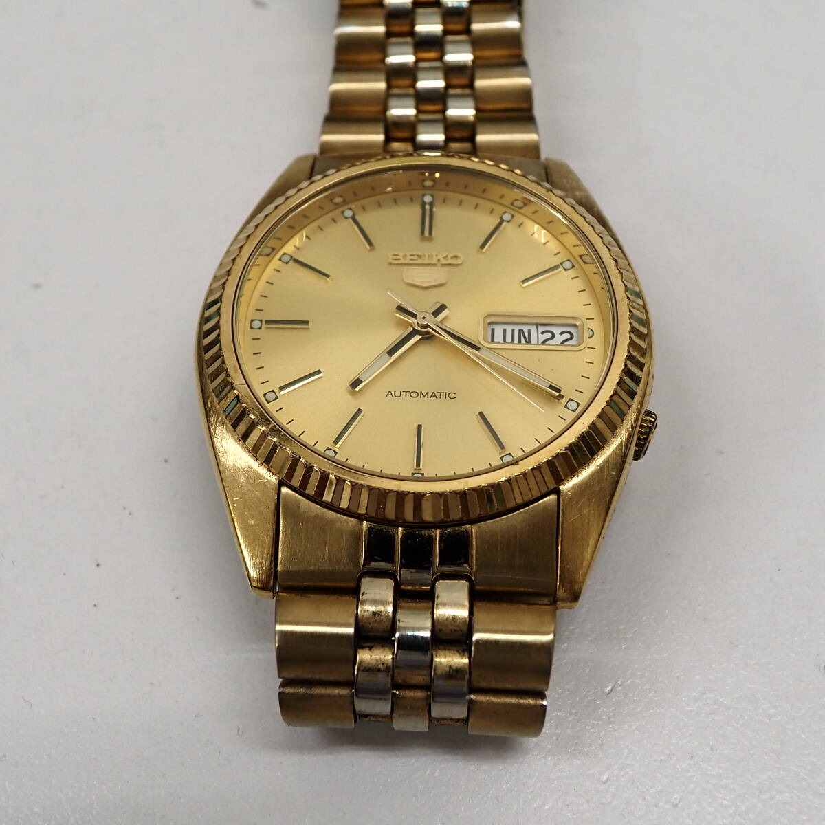 47569-180　SEIKO5 セイコー5 自動巻き 腕時計 デイデイト メンズ腕時計 AUTOMATIC GPゴールド　 7S26-0500　稼働品　送料180円～