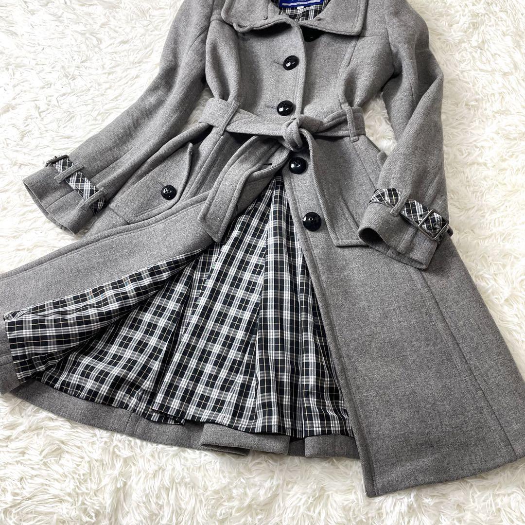 バーバリー BLUE LABEL ウール ロング コート レディース 大きいサイズ BURBERRY BLUELABEL バーバリー ロングコート