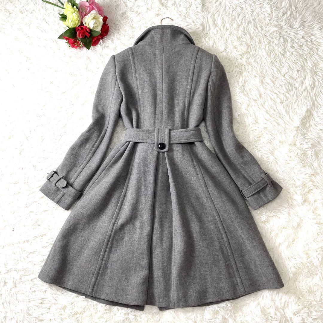 【美品】バーバリーブルーレーベル ウールコート ベルト ノバチェック アイボリー 大きいサイズ BURBERRY BLUELABEL バーバリー ロングコート