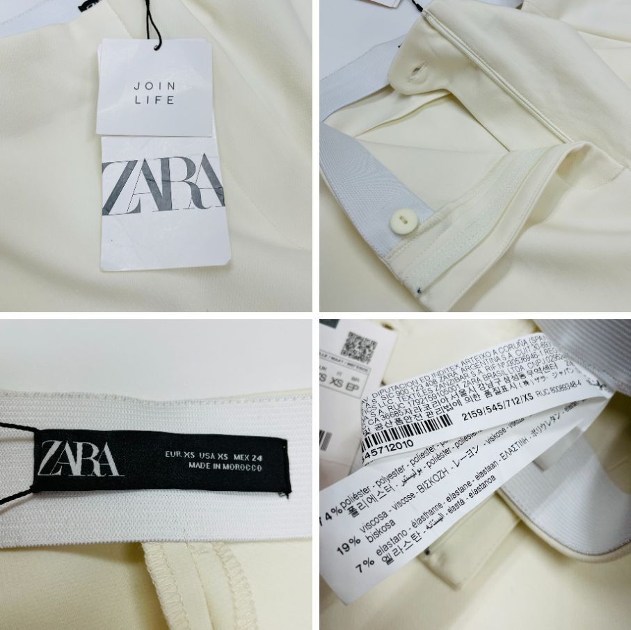 /XS/ ZARA ホワイト スラックス センタープレス パンツ レディース タグ カジュアル ボトム通勤大人可愛いガーリー デイリー ザラ