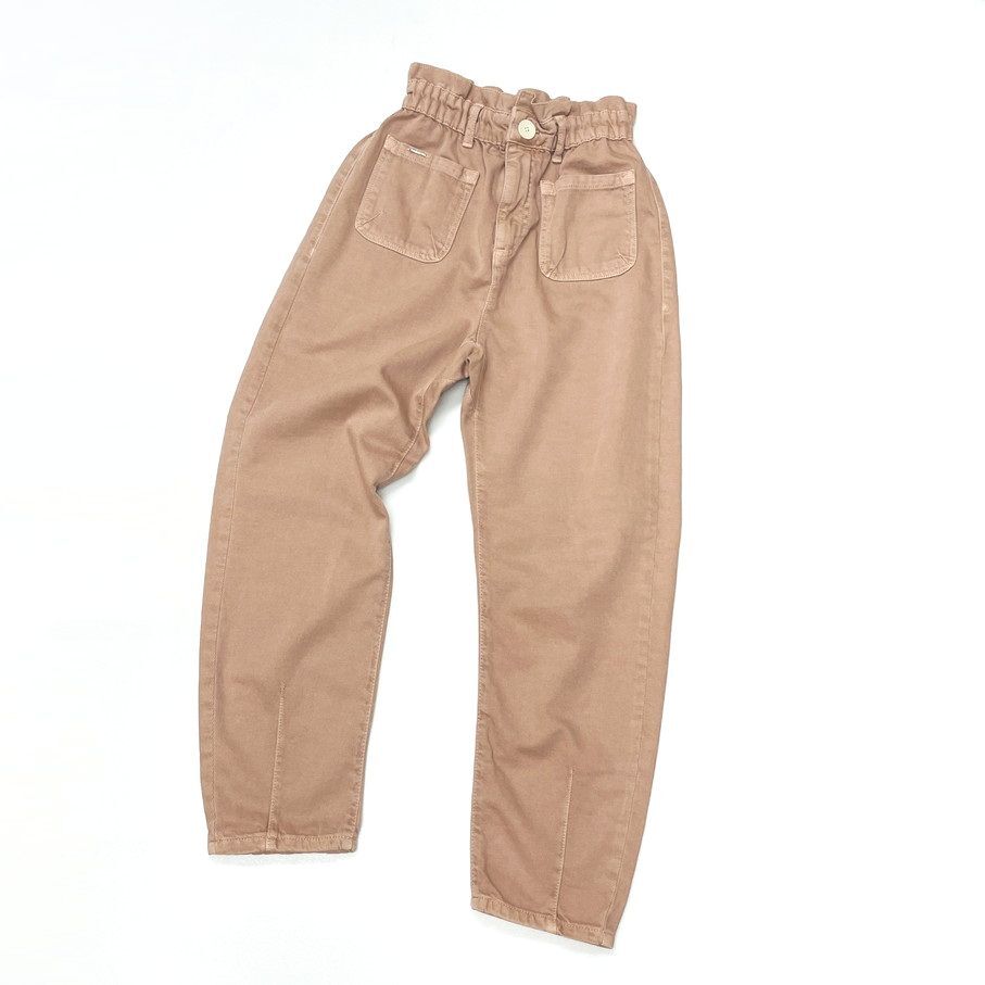 /34/ ZARA ピンク ペーパーバッグデニムパンツ レディース カジュアル 通勤 コットン ジーンズ 大人可愛い フロントポケット ザラ