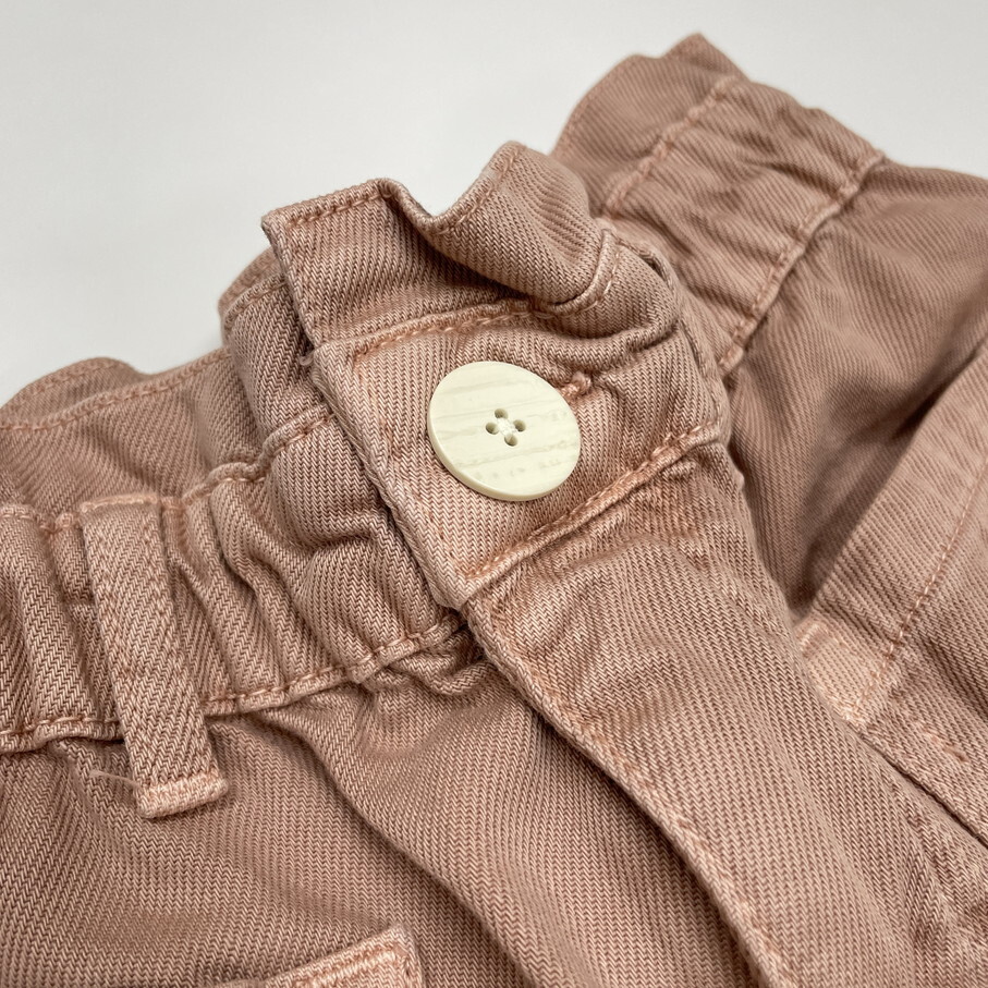 /34/ ZARA ピンク ペーパーバッグデニムパンツ レディース カジュアル 通勤 コットン ジーンズ 大人可愛い フロントポケット ザラ