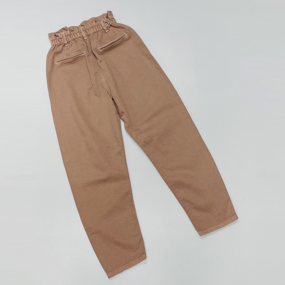 /34/ ZARA ピンク ペーパーバッグデニムパンツ レディース カジュアル 通勤 コットン ジーンズ 大人可愛い フロントポケット ザラ