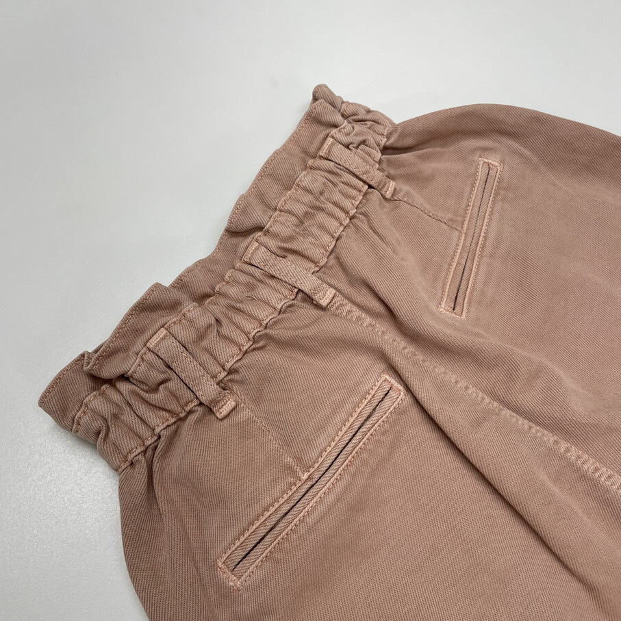 /34/ ZARA ピンク ペーパーバッグデニムパンツ レディース カジュアル 通勤 コットン ジーンズ 大人可愛い フロントポケット ザラ