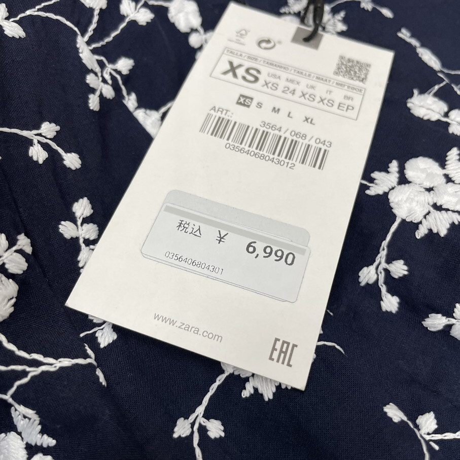 XS/ ZARA ネイビー半袖ワンピース レディース タグ カジュアル XS/ ZARA ネイビー半袖ワンピース レディース タグ カジュアル