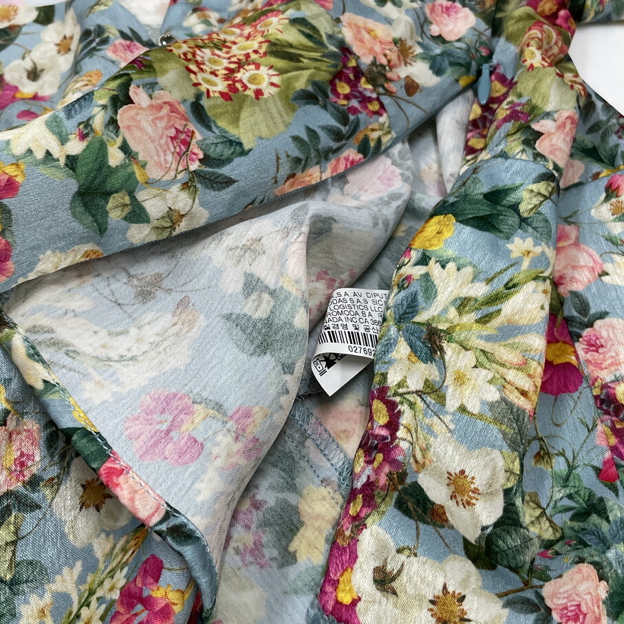 /L/ ZARA 花柄 ブラウス レディース タグ カジュアル トップスフェミニン 大人可愛いフローラル デイリー 春夏 パフスリーブ ザラ