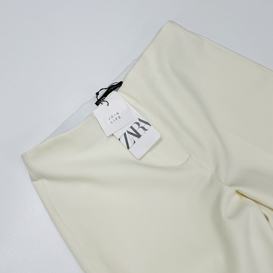 /XS/ ZARA ホワイト スラックス センタープレス パンツ レディース タグ カジュアル ボトム通勤大人可愛いガーリー デイリー ザラ